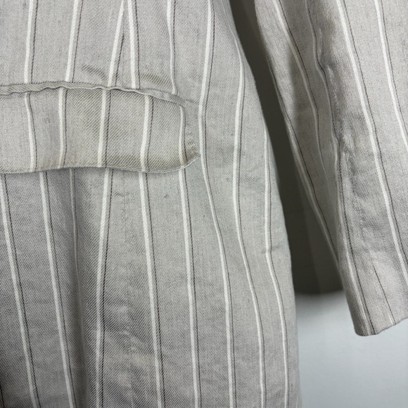 Theory Blazer Double Breasted Tailor Jacket Striped Linen Size 8 - Picture 14 of 16